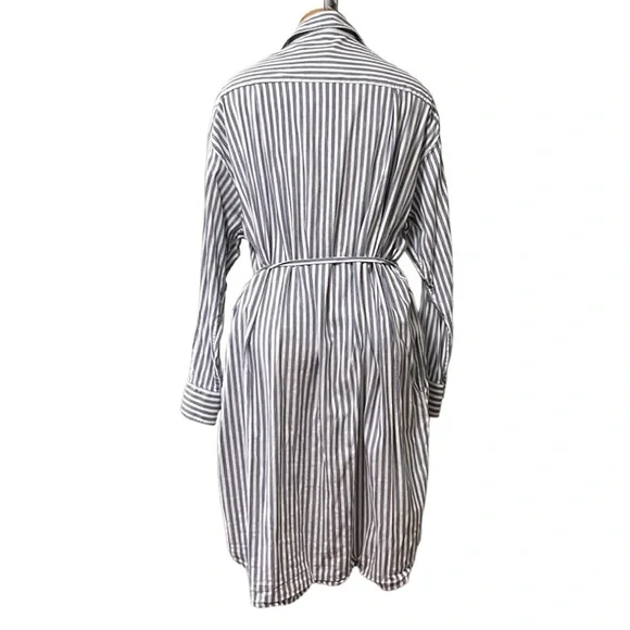Vince Striped Belted Midi Shirt Dress, Blue/White, XL - Picture 8 of 13